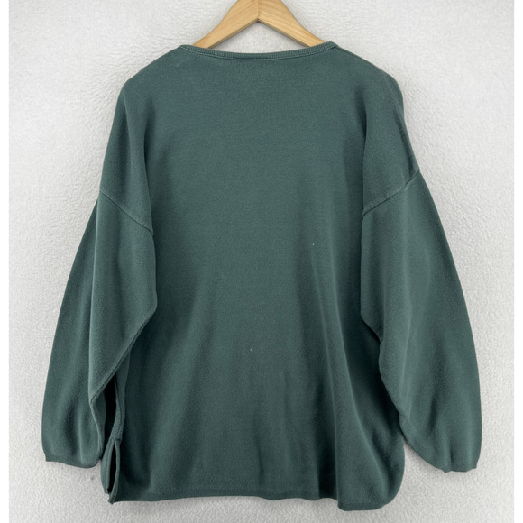 Vintage EILEEN FISHER Sweater Size 2 Cotton Oversized Jumper Pullover Green USA - Picture 3 of 14